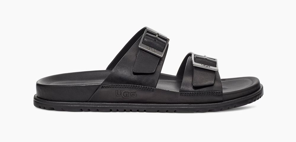 Ugg Slide Mens - Ugg Wainscott Buckle Black - 839BXYOFI